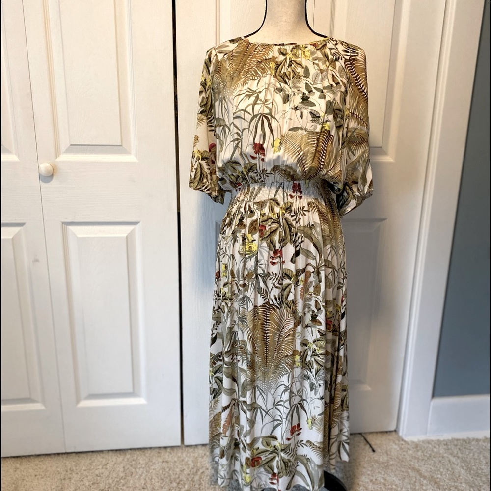 COPY - H&M cotton dress what fun! Med . Off white print